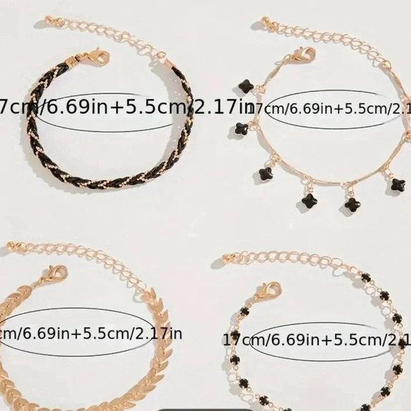 4 pcs black color thin chain bracelet - Picture 3 of 5